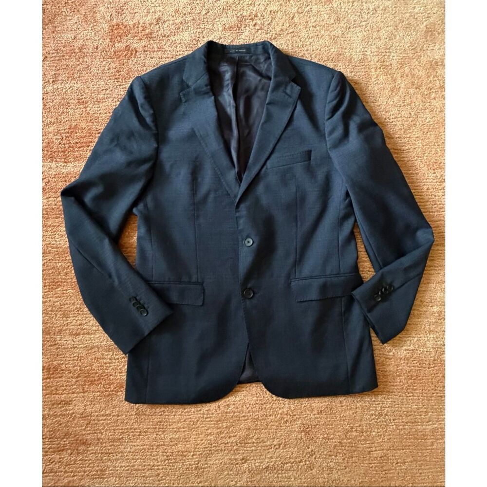 Hugo Boss Blazer 40R Navy Super 100 Wool Tailored Two Button Jacket